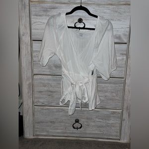 Old Navy white wrap blouse.